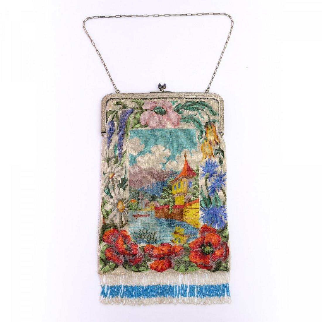 Bag with landscape motif, c. 1900 (1 of 2)