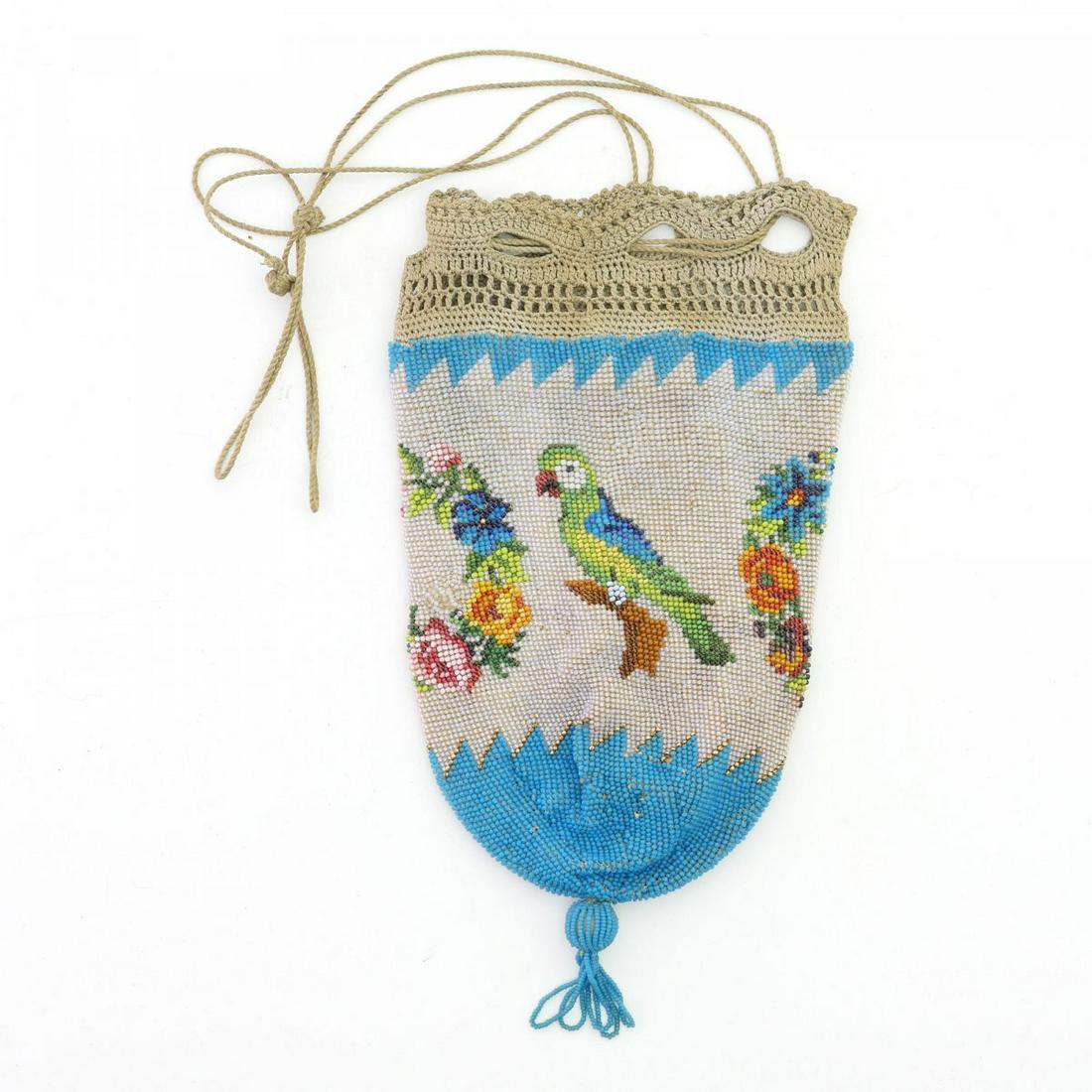 Pouch with parrots and wreaths of flowers, c. 1900 (1 of 3)