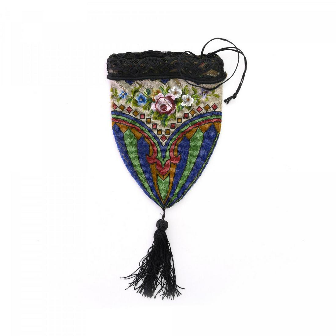 Pouch with flowers and geometric shapes, c. 1910 (1 of 2)