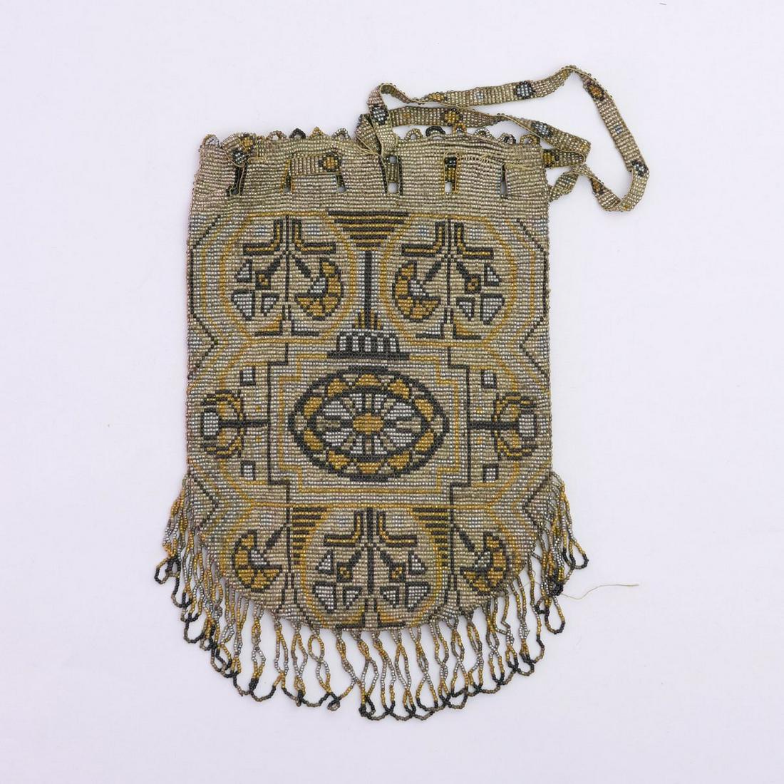 Steel bead pouch with an oriental pattern, c. 1910 (1 of 1)