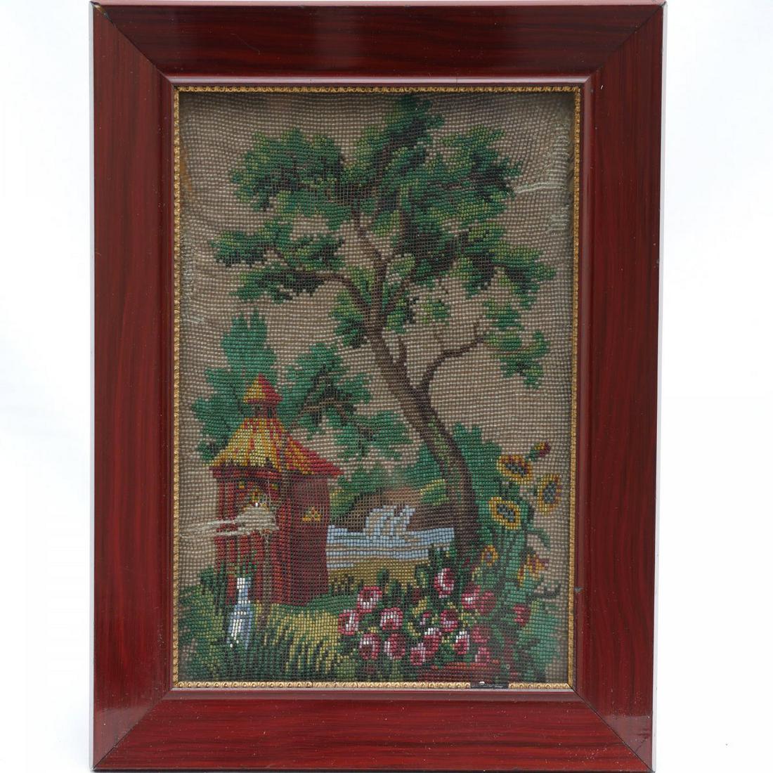 Beaded picture with forest house, 1st half of the 19th (1 of 1)