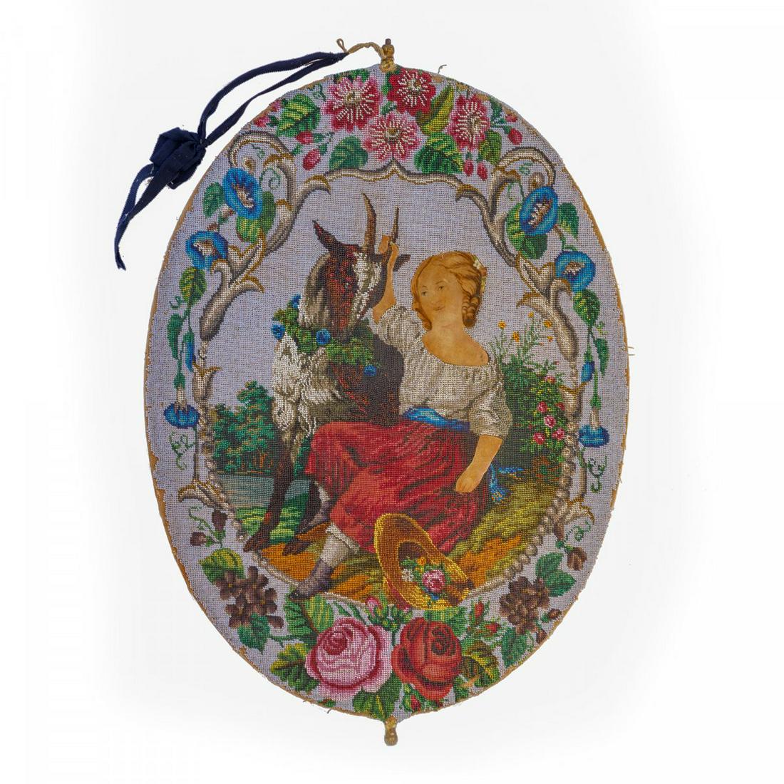 Bead picture with a girl and a billy goat, 1st half of (1 of 1)