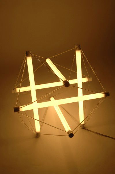 Maurer, Ingo; Hamburger, Peter: Ingo Maurer; Peter Hamburger. 'Light structure' pendant light, designed in 1983. Diameter 49.5 cm. Made by Design M, Ingo Maurer, Munich. Flourescent tubes, cable.