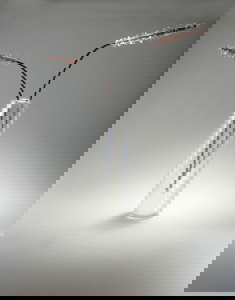 Vigna, Giorgio: Giorgio Vigna. 'Fuochi d'aqua' vase, 2002. Total height circa 75 cm. Made by Venini & C. Clear glass, iridescent, umbels on copper rods. Marked: venini 2002 Giorgio Vigna (engraved), round maker's lab