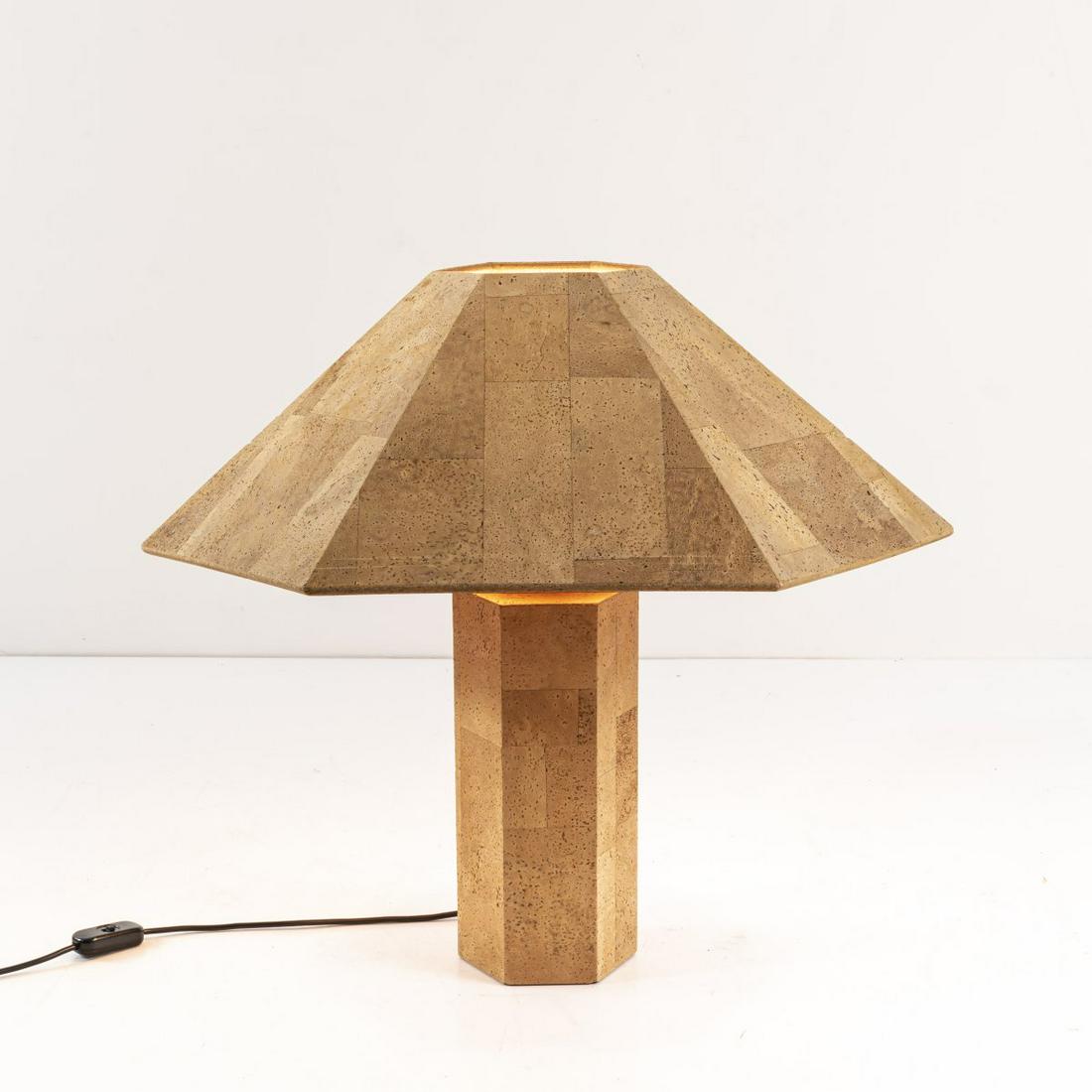 Wilhelm Zannoth, 2 'Zanotl' table lights, c. 1974: Wilhelm Zannoth, 2 'Zanotl' table lights, c. 1974, H. 61 x 71 x 61 cm. Made by Design M, Ingo Maurer, Munich. Cork. Marked: branding., Exh. cat. Ingo Maurer. Making Light, Munich 1992, p. 250.