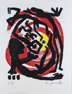 A. R. Penck (1939 Dresden - 2017 Zurich), Untitled from: A. R. Penck (1939 Dresden - 2017 Zurich), Untitled from the series 'Dresden', 1992, Color silkscreen on paper. 64.6 x 48.0 cm. Numbered lower left: V/V, signed lower right: a.r. penck (pencil). Number