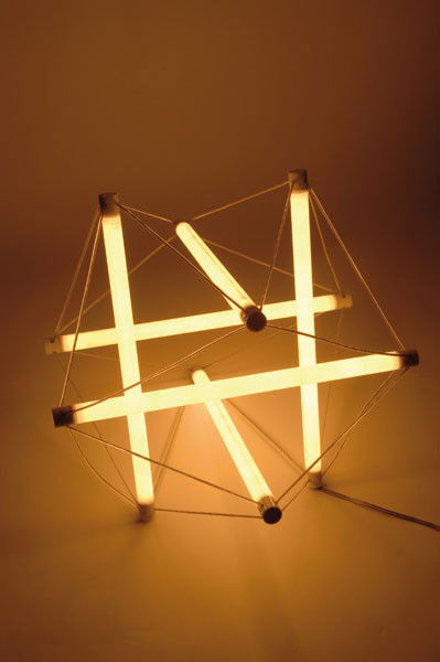 Ingo Maurer (Reichenau 1932); Peter Hamburger (Wal: Ingo Maurer; Peter Hamburger. 'Light structure' pendant light, designed in 1983. Diameter 50 cm. Made by Design M, Ingo Maurer, Munich. Flourescent tubes, cable.