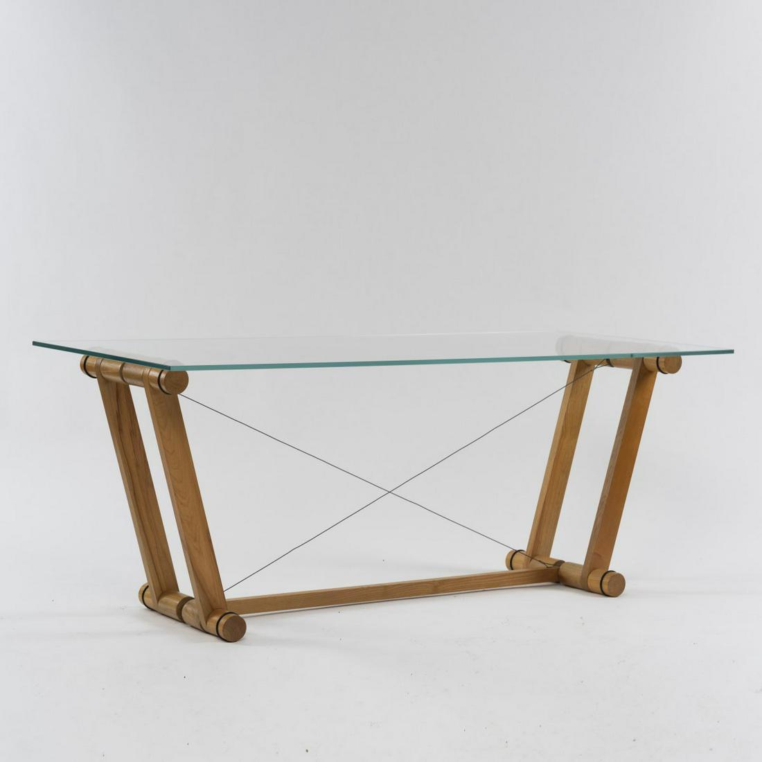 Superstudio, 'Teso' table, 1970s: Superstudio; Piero Frassinelli; Alessandro Magris; Roberto Magris; Adolfo Natalini; Cristiano Toraldo di Francia'Teso' table, 1970s, H. 70 x 175 x 80 cm. Made by Giovannetti, Italy. Ash wood, glass, c
