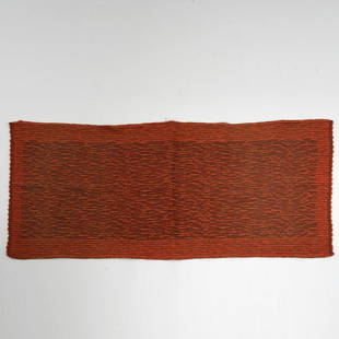 Gunta Stölzl (style), Rug, c. 1930: Gunta Stölzl (style), Rug, c. 1930, 125 x 54 cm. Wool and cotton, woven, orange and red., Cf. Wortmann Weltge, bauhaus-textilien, Schaffhausen 1993, p. 82; cf. Wichmann, Von Morris bis Memphis, T