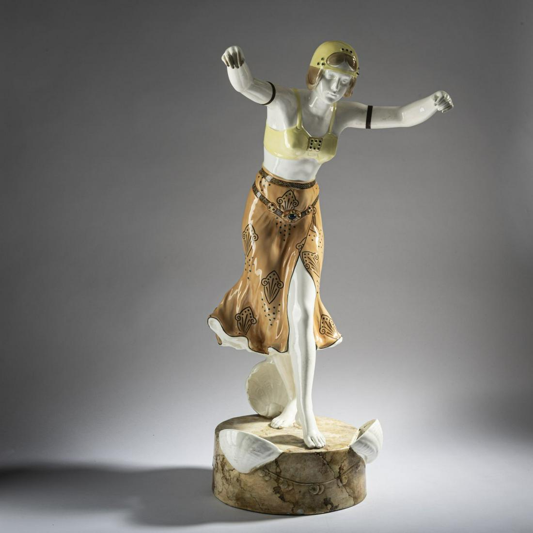 Adolphe-Jean Lavergne, 'Salome', 1912/13: Adolphe-Jean Lavergne, 'Salome', 1912/13, H. 78.5 cm. Execution: Friedrich Goldscheider, Vienna. Earthenware, polychrome glaze. Base signed: Lavergne; inscribed: 4200 9 6 (embossed). Marked: Sculpture