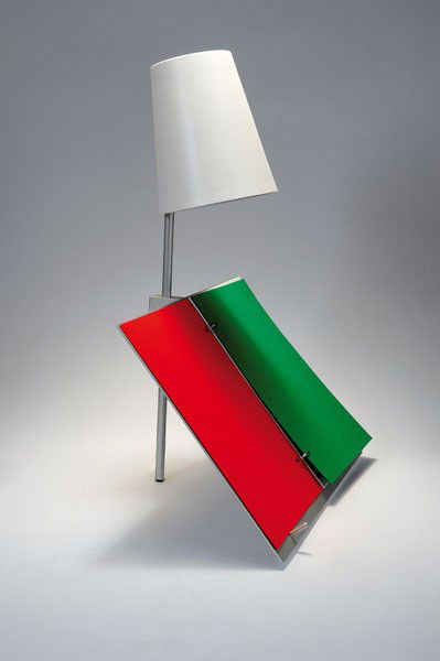Giovanni Levanti. 'Cromatica' table light, designe: Giovanni Levanti. 'Cromatica' table light, designed in 1994. H. 55 x 42.5 x 26 cm. Made by Domodinamica, Osteria Grande. Aluminium tubes, aluminium sheet, multi-coloured cardboard. Marked: domodinamic