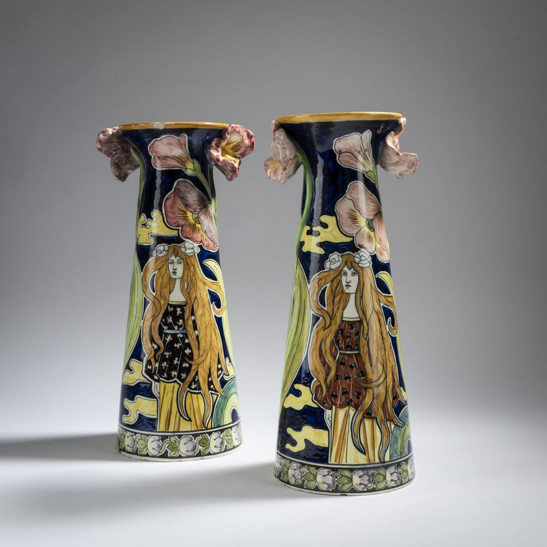 Società Ceramica di Colonnata, Sesto Fiorentino, 2 vases, c. 1900 (1 of 8)