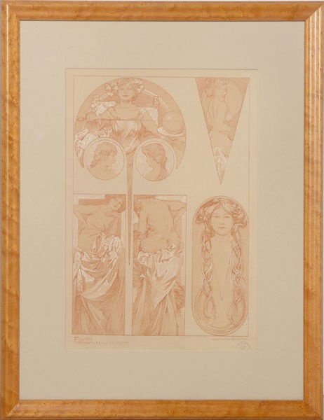 Alphonse Mucha (1860 - 1939), Paris. Documents decorati: Alphonse Mucha (1860 - 1939), Paris. Documents decoratifs folio 11, circa1902. From a collection of 72 folios for the Librairie centrale des Beaux-Arts 1902. 36.9 x 26.3 cm (depiction). Lithograph on
