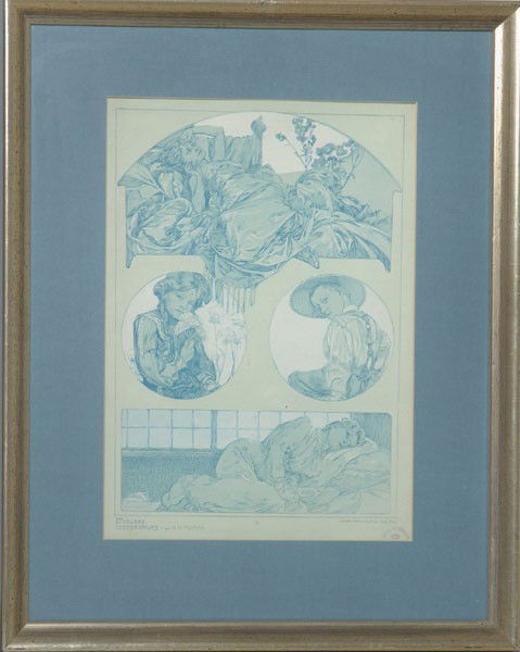 Alphonse Mucha (1860 - 1939), Paris. Documents decorati: Alphonse Mucha (1860 - 1939), Paris. Documents decoratifs folio 38, circa1902. From a collection of 72 folios for the Librairie centrale des Beaux-Arts 1902. 36.9 x 26.3 cm (depiction). Lithograph on