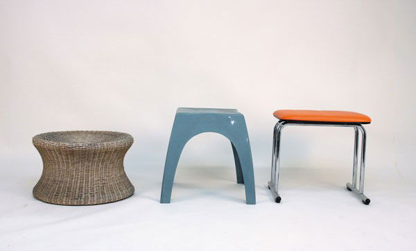 Yrjo Kukkapuro. 'Sirkus' stool, designed in 1981. H. 43: Yrjo Kukkapuro. 'Sirkus' stool, designed in 1981. H. 43 x 45 x 38 cm. Produced by Haimi Oy, Helsinki. Tabular steel, chrome-plated, orange upholstery. Marked: Haimi Made in Finland, Design Yrjo Kukkap