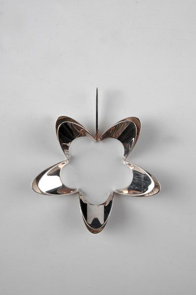 Theresia Hvorslev. 'Flower' pendant, designed circa 197: Theresia Hvorslev. 'Flower' pendant, designed circa 1970. Diameter 9.5 cm. Made by Alton, Falkoping, in 1970. Silver. Marked: ALTON, F, three crowns, S, yearmark U9, Theresia.