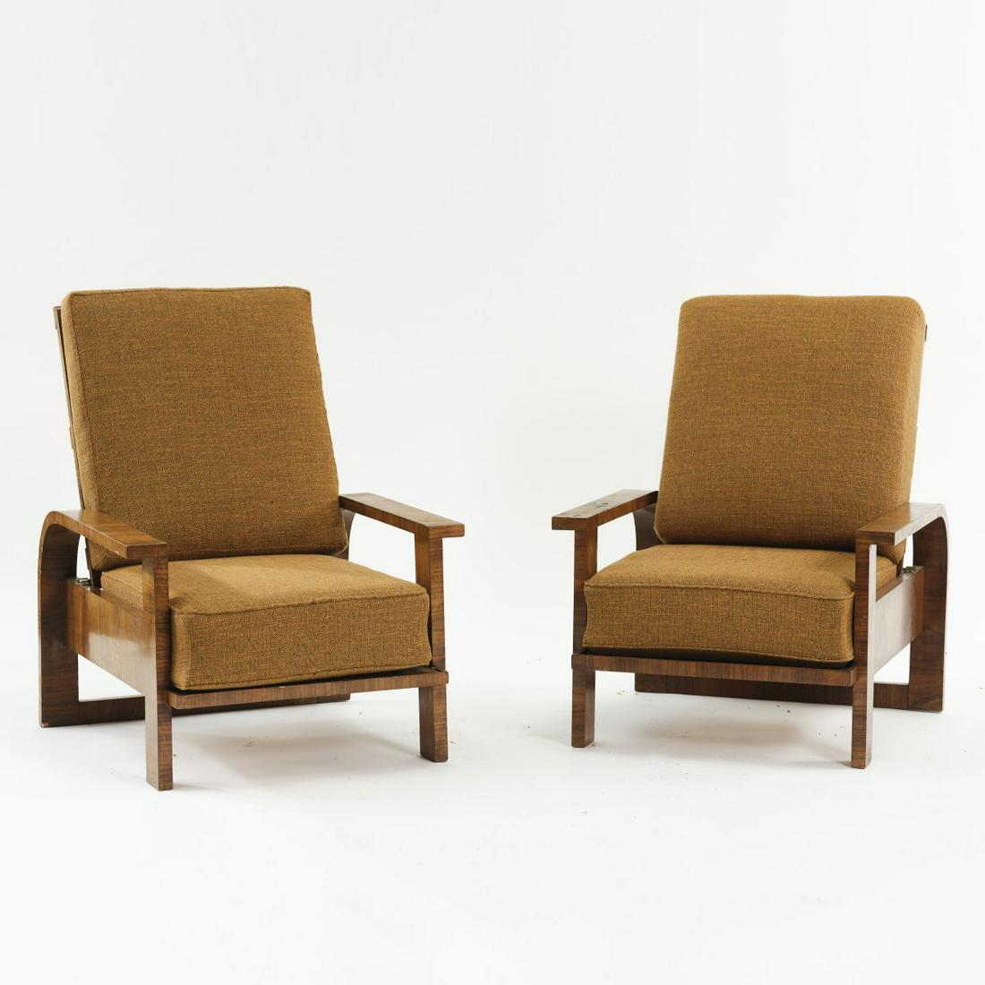 Czechoslovakia, 2 armchairs (“Canadians“) from Villa Brozek, Prague, c. 1930 (1 of 6)