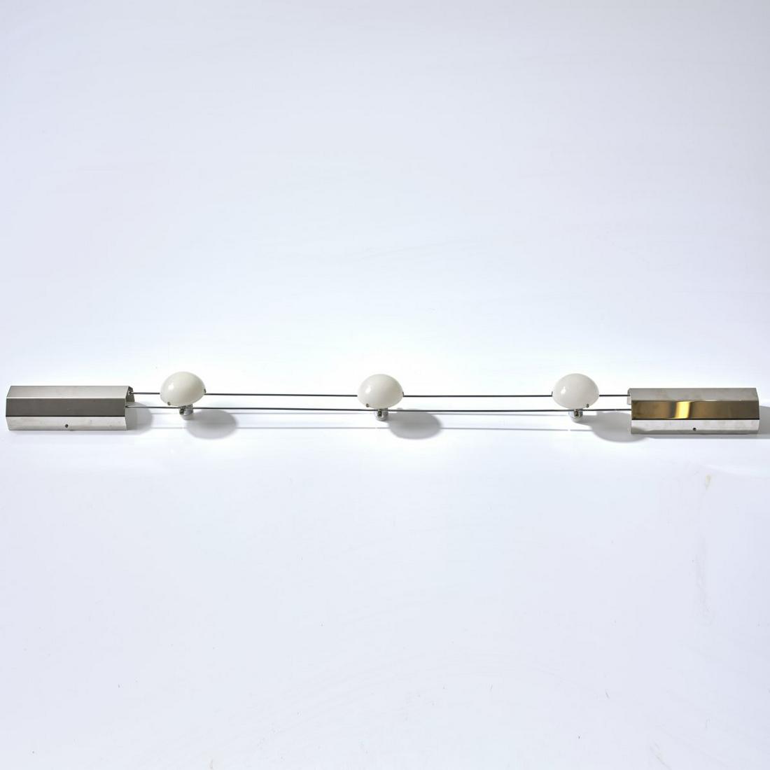 Kalmar Franken KG, Wall light, 1970s: Kalmar Franken KG, Wall light, 1970s, H. 8.5 x 132 x 6 cm. Tubular metal, sheet metal, chrome-plated, glass, white. Marked: manufacturer's label.,