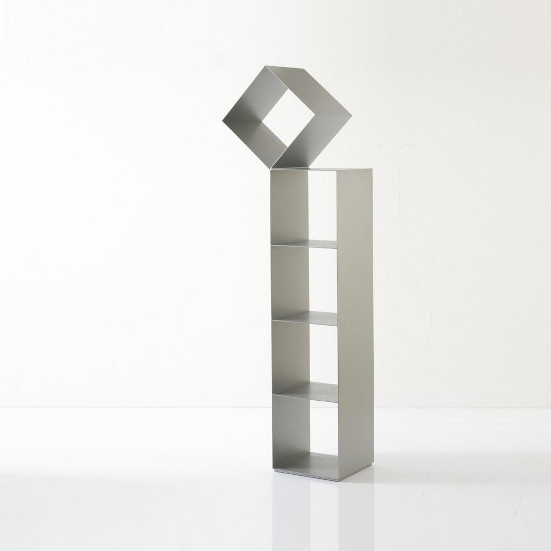 Nendo Inc., Tokyo, 'Drop DR3' shelf, 2012: Nendo Inc., Tokyo, 'Drop DR3' shelf, 2012, H. 171 x 57 x 32 cm. Made by Cappellini, Milan. Sheet metal, painted gray., Nendo, London 2019, p. 309.