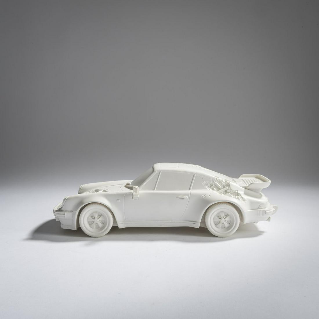 Daniel Arsham (1980 Cleveland, Ohio), 'Eroded 911 Turbo (Porsche)', 2020: Daniel Arsham (1980 Cleveland, Ohio), 'Eroded 911 Turbo (Porsche)', 2020, Multi-casting in selenite with quartz crystals (multiple). H. 8.8 x 13.7 x 30.5 cm. With artist, title and manufacturer's note