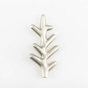 Ettore Sottsass (1917 Innsbruck - 2007 Milan), 'Foglina' brooch/pendant, 1990s, Sterling silver,: Ettore Sottsass (1917 Innsbruck - 2007 Milan), 'Foglina' brooch/pendant, 1990s, Sterling silver, brushed. 29.82 grams. 90 x 43 mm. Sawaya & Moroni, Milan. Signed: Ettore Sottsass Jr., SAWAYA &