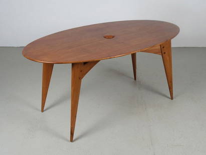 Paul Schneider von Esleben: Paul Schneider von Esleben. Sofa table, designed in 1948. H. 51.5 x 112 x 60.5 cm. Made by Thonet, Frankenberg. Cherrywood, partly veneered.