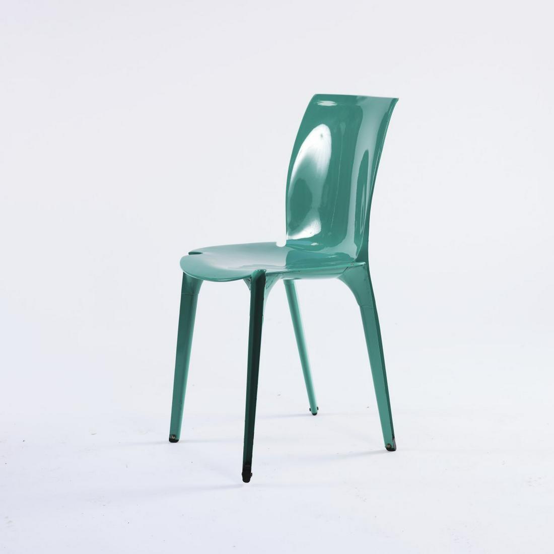 Marco Zanuso, Richard Sapper 'Lambda' chair, 1963: Marco Zanuso, Richard Sapper 'Lambda' chair, 1963, H. 78 x 39 x 45 cm. Made by Gavina, Milan. Sheet metal, painted turquoise, black rubber feet., Cf. Gramigna, Repertorio 1950-2000, Vol. 1, Milan 2011