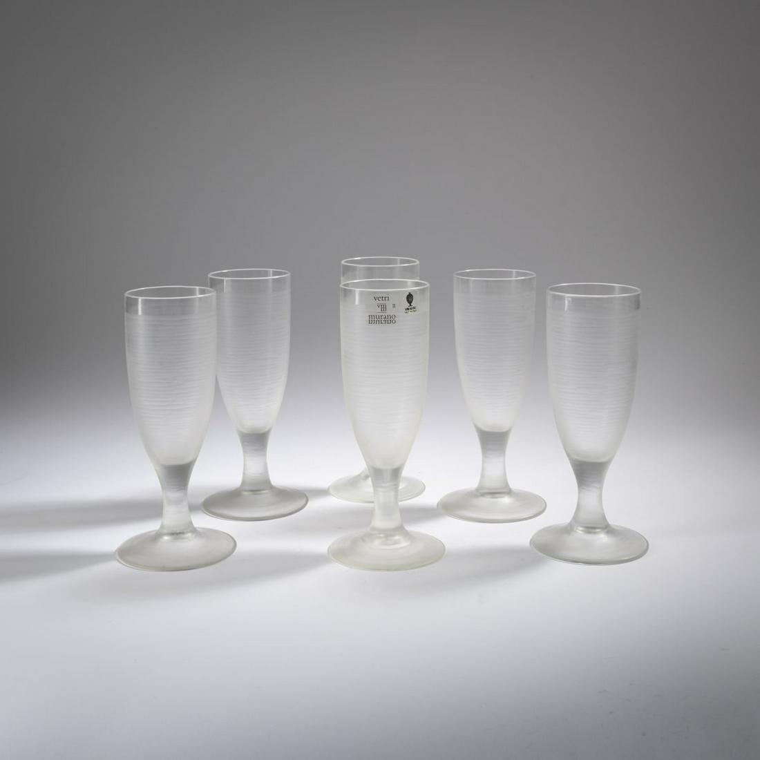 Venini & C., Six 'High Society' champagne flutes, c. 1980 (1 of 4)