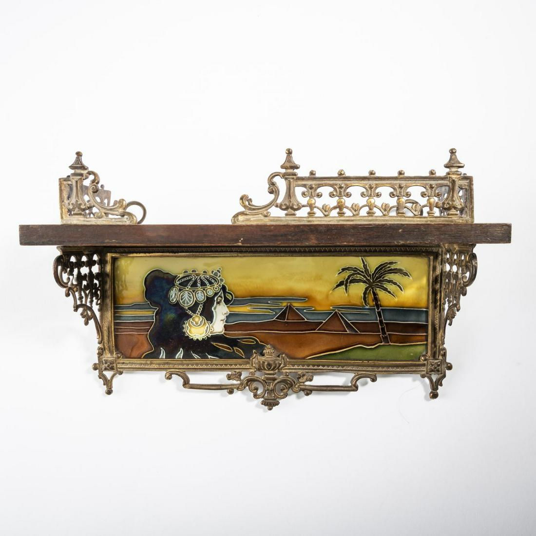 Carl Sigmund Luber, Framed tile 'Egypt', c. 1900: Carl Sigmund Luber, Framed tile 'Egypt', c. 1900, Profile of a dark-haired young woman with an oriental headdress to the right in front of pyramids and a palm tree. 9.2 x 26.3 cm. Execution: Johann vo