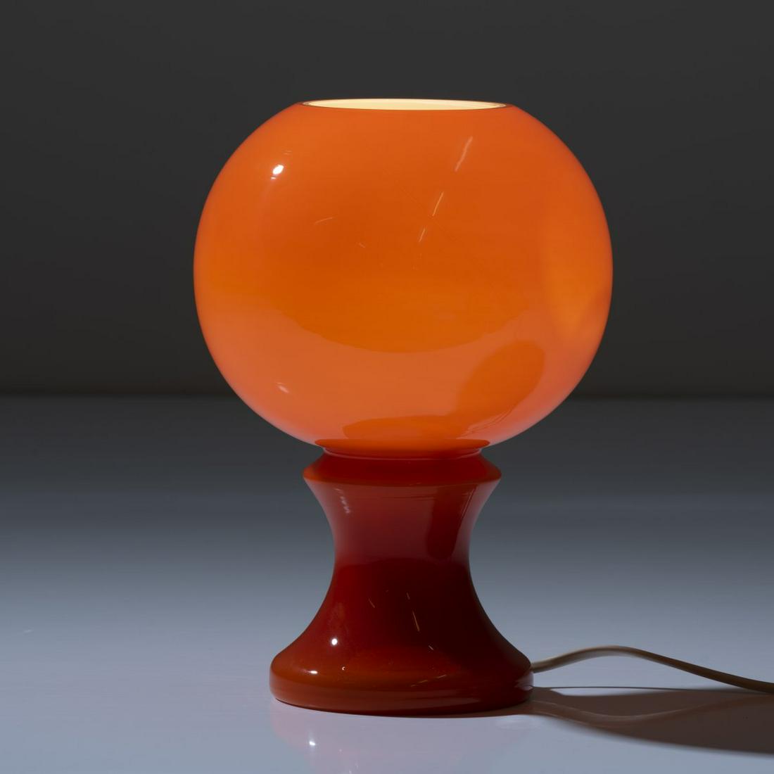 Ingo Maurer, 'ML 32' table light, 1960s: Ingo Maurer, 'ML 32' table light, 1960s, H. 30 cm, Ø 20 cm. Made by Design M Ingo Maurer, München. Glas, orange. , Bauer (ed.), Ingo Maurer Making Light, Munich 1992, p. 28.