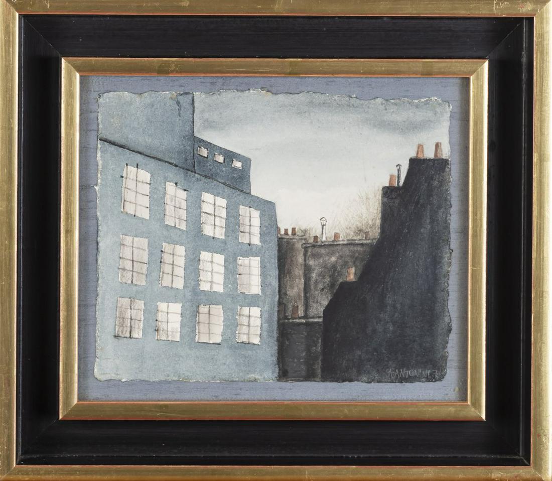 Annapia Antonini (1942 Lucerne - lives and works in Paris), 'Fenster der Nacht', 1970s: Annapia Antonini (1942 Lucerne - lives and works in Paris), 'Fenster der Nacht', 1970s, Watercolor on laid paper. 18.5 x 23.0 cm (sheet), 31.5 x 35.5 cm (frame). Signed lower right: A. ANTONINI and il