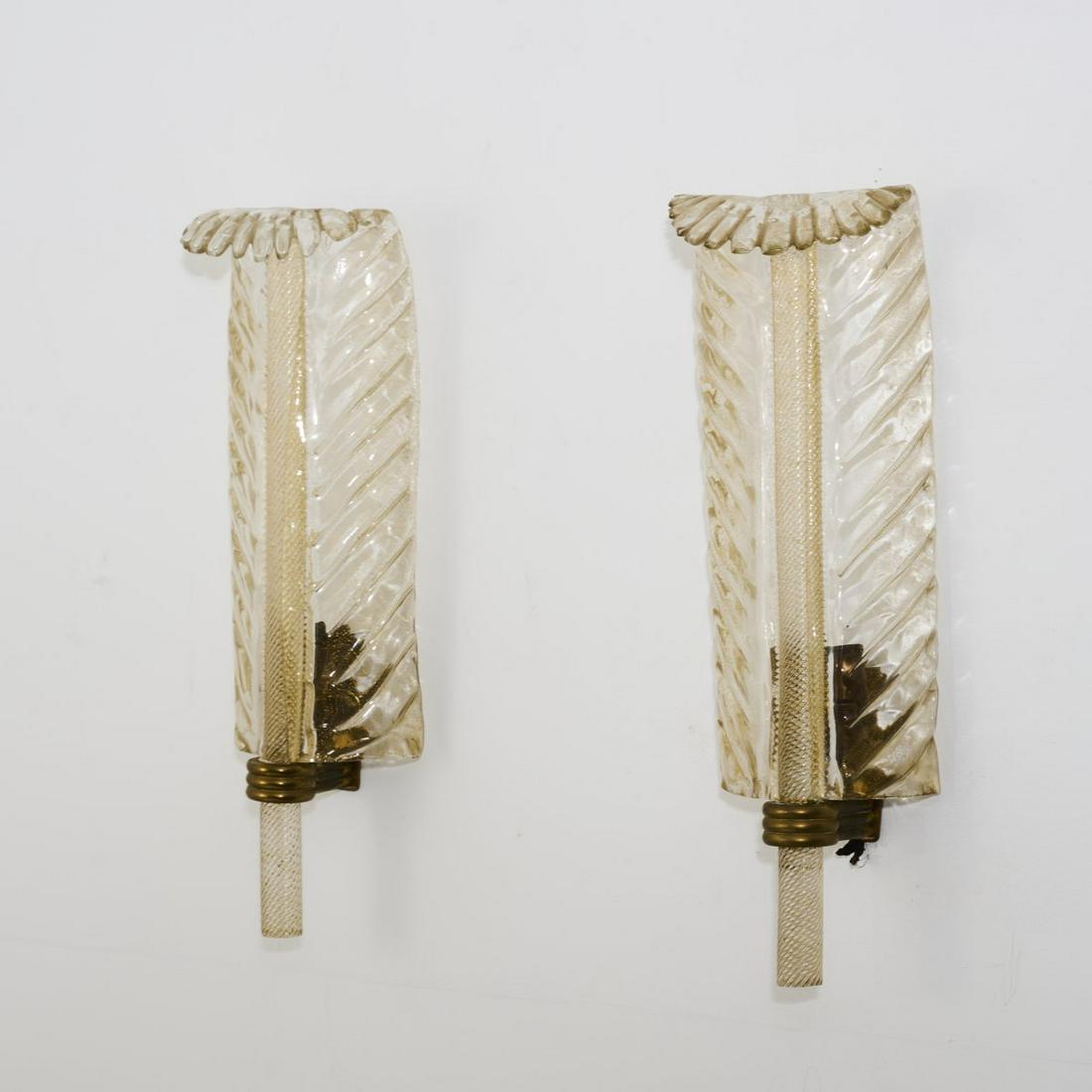 Barovier & Toso, Murano, Two wall lights, 1940s (1 of 6)