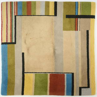 Gunta Stölzl, 'Bauhaus 29' carpet, 1927: Gunta Stölzl, 'Bauhaus 29' carpet, 1927, H. 200 x 200 cm. Made by Liz Boa, Umkirch, 1992. Pure new wool, polychrome, hand-knotted (with Smyrna knots)., The design dates back to 1927, but it was f