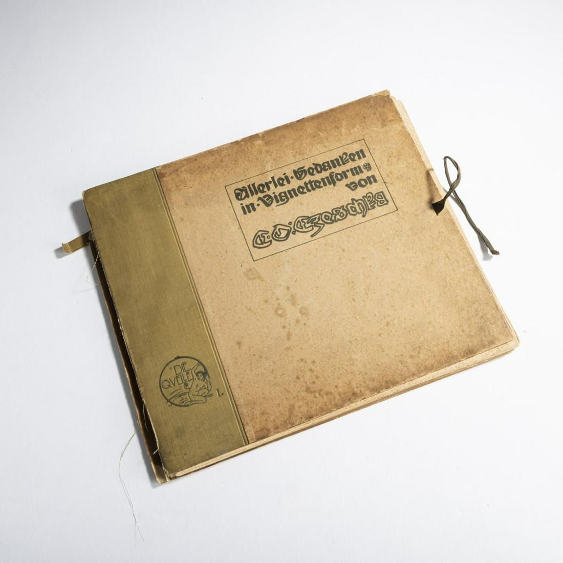 Carl Otto Czeschka , Portfolio 'Allerlei Gedanken in Vignettenform', 1900: Carl Otto Czeschka , Portfolio 'Allerlei Gedanken in Vignettenform', 1900, Portfolio, with cardboard cover, from the series 'Die Quelle', Vo. I, 1900, ed. Martin Gerlach, published by M. Gerlach &