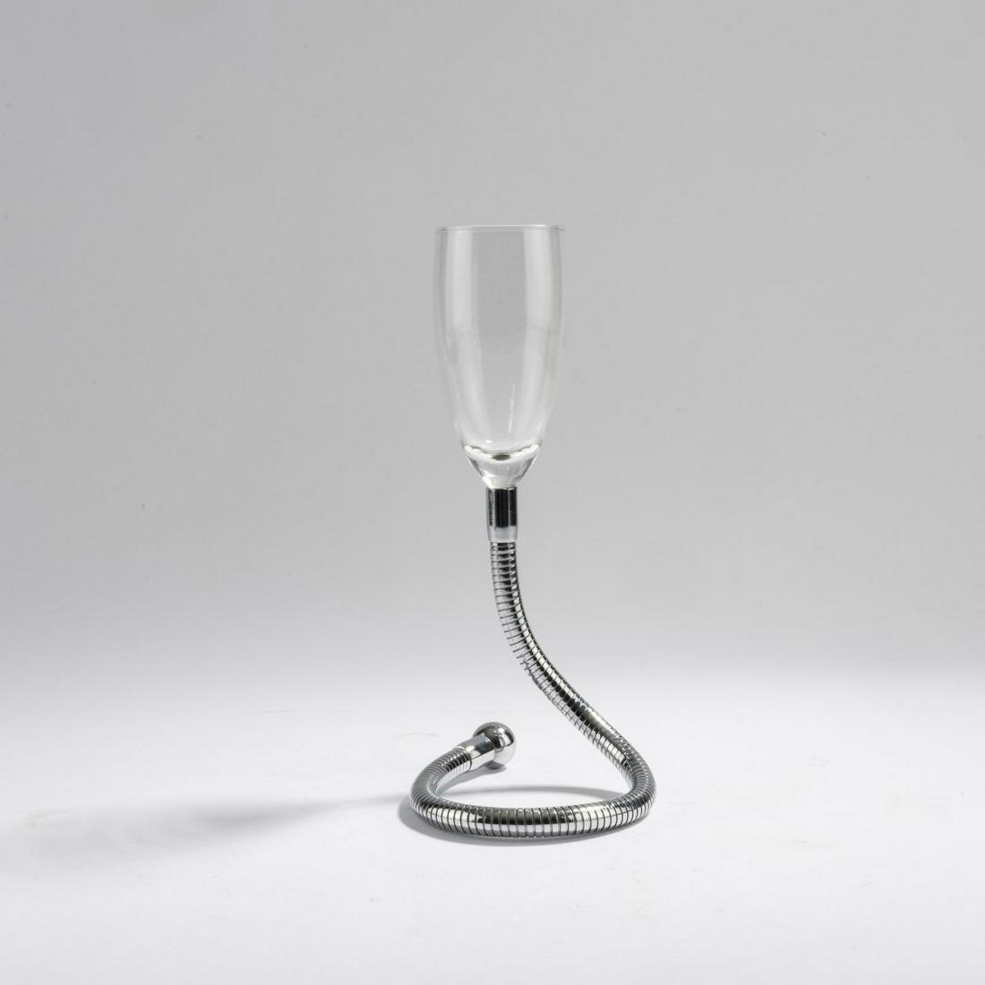 Stiletto (Frank Schreiner), Drinking glass, 1990s: Stiletto (Frank Schreiner), Drinking glass, 1990s, H. approx. 24 cm. Made by Stiletto Studios, Berlin. Clear glass, metal hose, chrome-plated.,