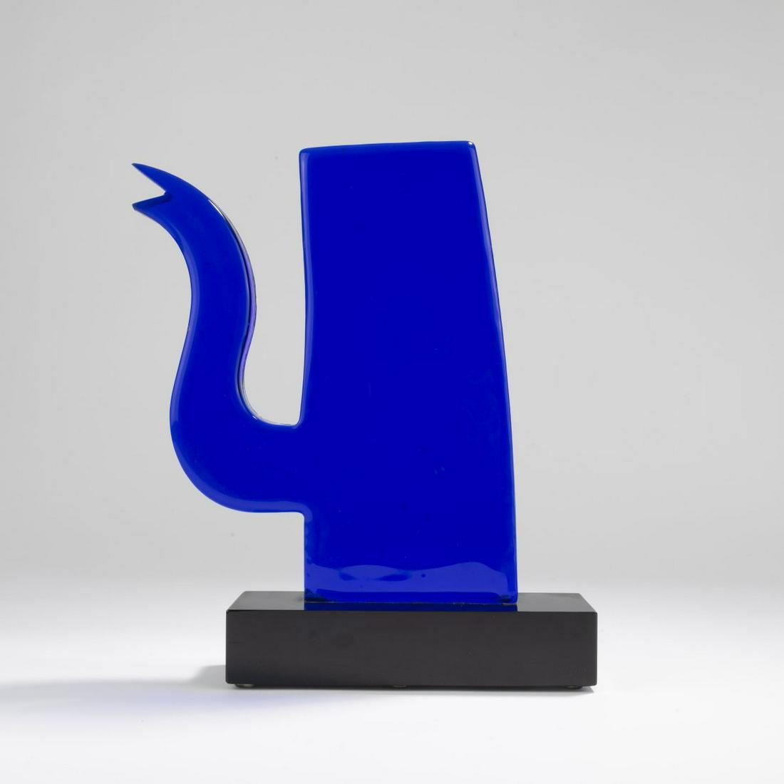 Klaas Gubbels, Glass object 'Coffee pot', 1992: Klaas Gubbels, Glass object 'Coffee pot', 1992, H. 34 cm. Glass, blue and black. Marked: KG '92, numbered 3/99.,