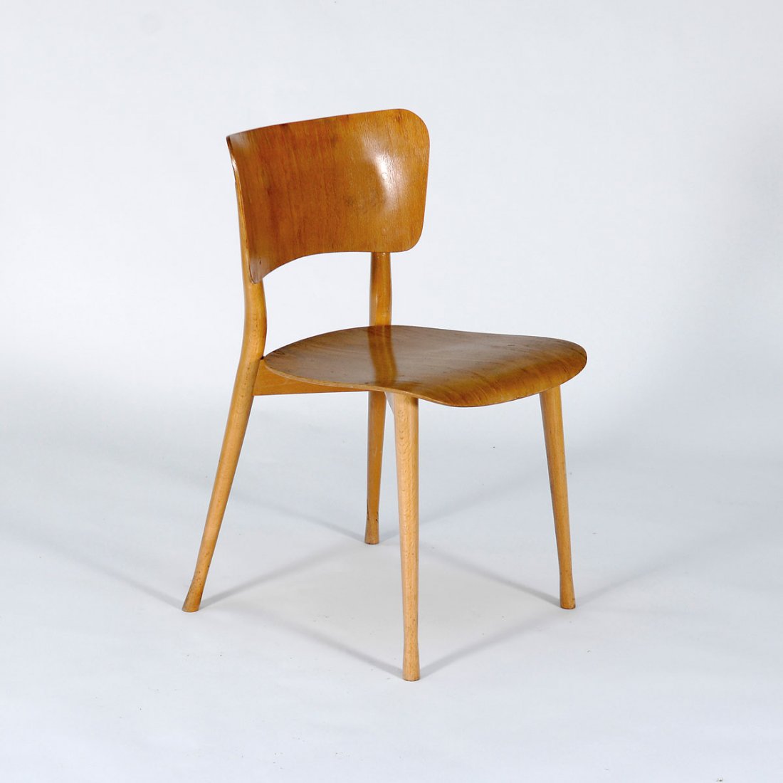 Max Bill. 'Cross' chair: Max Bill. 'Cross' chair, designed in 1951. H. 75.5 x 43.5 x 50 cm. Made by Horgen-Glarus, Glarus. Beechwood, beech plywood.