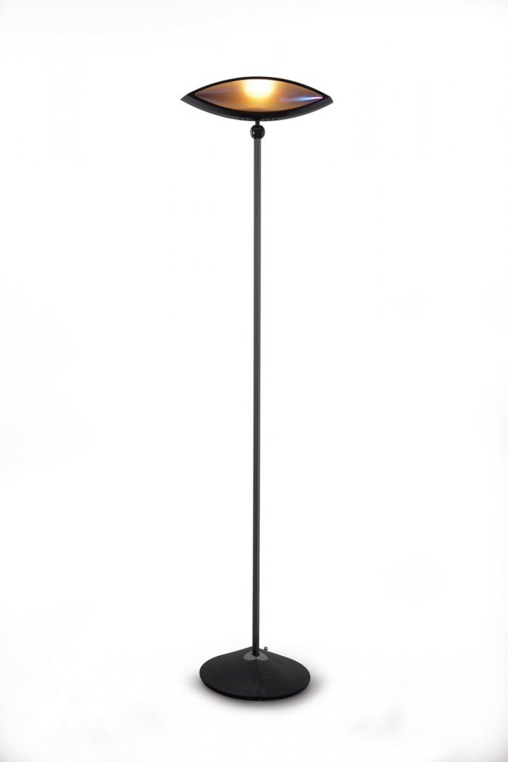 Fabio Lombardo. 'Ae To' floor light: Fabio Lombardo. 'Ae To' floor light, designed in 1988. H. 195 x 50 x 10 cm. Made by Flos, Milan. Tubular steel, sheet steel, glass.