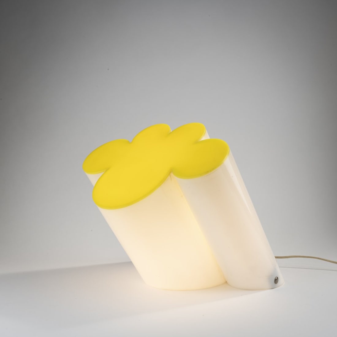 Superstudio; Adolfo Natalini; Cristiano Toraldo di Francia; Roberto Magris; Piero Frassinelli;: H. 28 x 30 x 38 cm. Made by Poltronova, Pistoia. White and yellow plastic, sheet metal. Literature: Ferrari, Light, Turin 2002, no. 155.