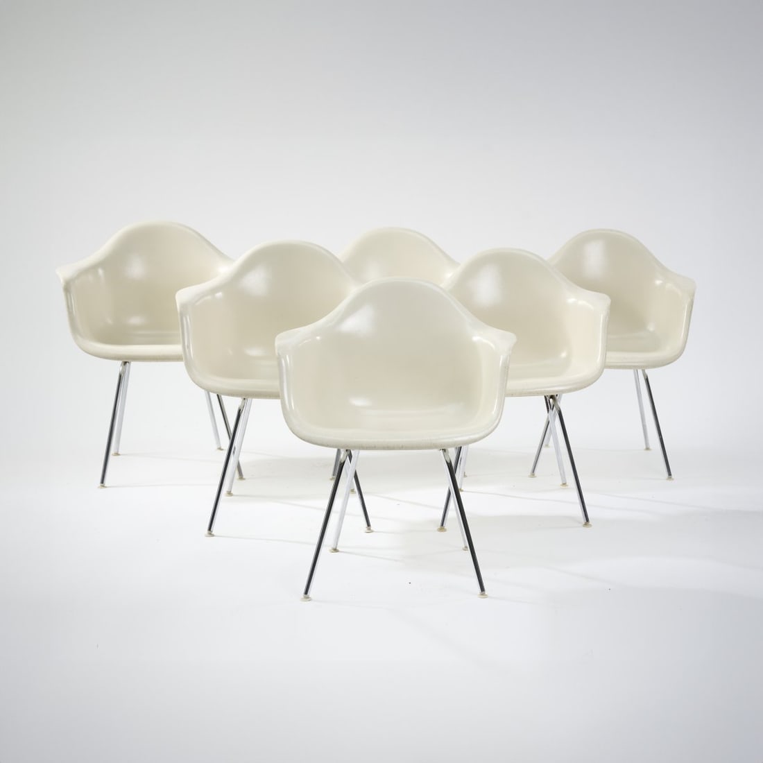 Charles and Ray Eames, Six 'Lax' chairs on 'H-base', 1950 (1 of 5)