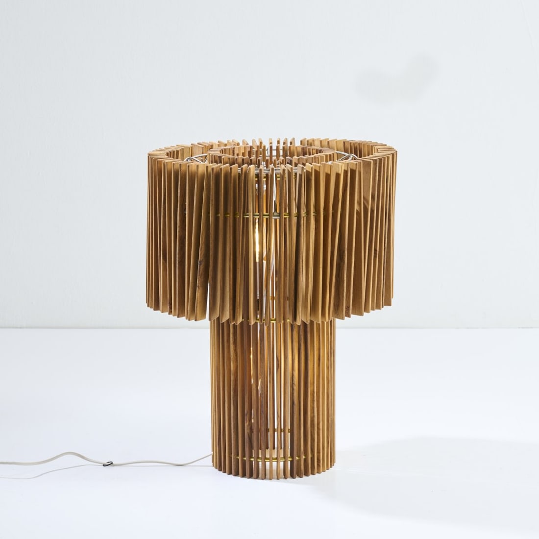 Fernando and Humberto Campana , 'Wood' table light, 2010: H. 53-61.5 cm, Ø 41-46 cm. Made by Skitsch by Hub Design, Milan. Wooden slats, tubular metal.Marked: manufacturer's label.