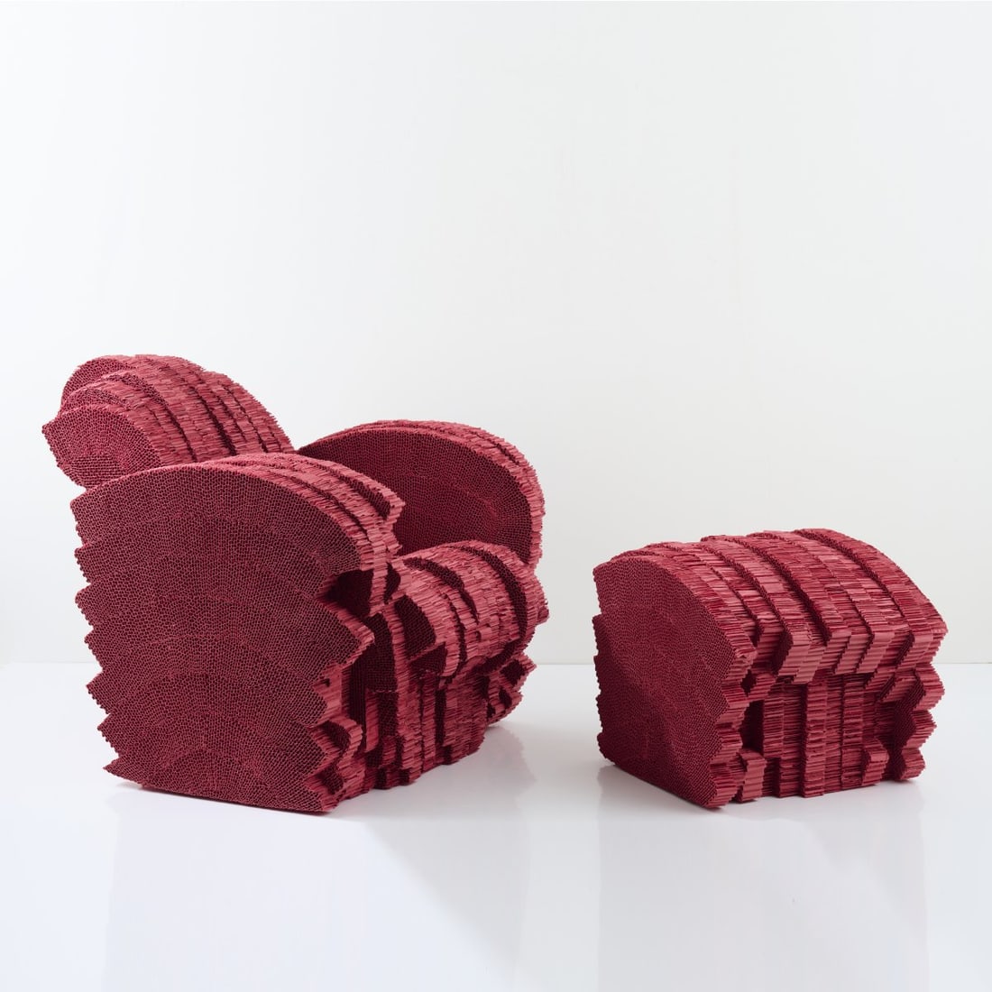 Frank O. Gehry, 'Red Beaver' armchair with ottoman, 1980 (1 of 10)