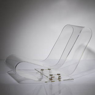 Maarten van Severen, 'LCP' easy chair, 2004: H. 60 x 49 x 99 cm. Made by Kartell, Noviglio. Clear acrylic glass, stainless steel.  Literature: Fiell, 1000 Chairs, Cologne 1997, p. 629; cf. Nichols, Aluminium by Design, New York 2000, p. 186 (Alu