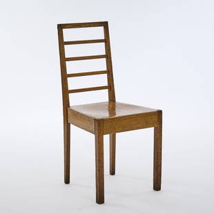 Eliel Saarinen , 'Suomen Valtion Rautatiet (Finnish State Railways)' chair, 1909: H. 92 x 42 x 43 cm. Oak.