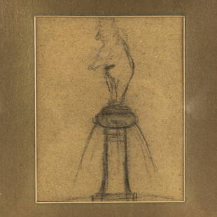 August Gaul (1869 Hanau - 1921 Berlin), Sketch for the bear fountain (Warenhaus Wertheim in Berlin),: 4 sheets etchings on paper, 2 sheets charcoal drawings on paper. 6.4 x 8.7 cm to 29.3 x 25.3 cm. Partially signed lower right: Aug. Gaul (pencil). Two etchings and one charcoal drawing framed under gl