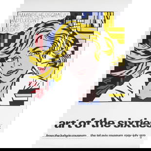Roy Lichtenstein (1923 New York - 1997 ibid), Exhibition poster 'art of the sixties' Ludwig: Color screen print on paper. 140.0 x 99.8 cm. After Lichtenstein's painting 'M....Maybe'. Printed by Shaul Zayg Studio, Israel.
