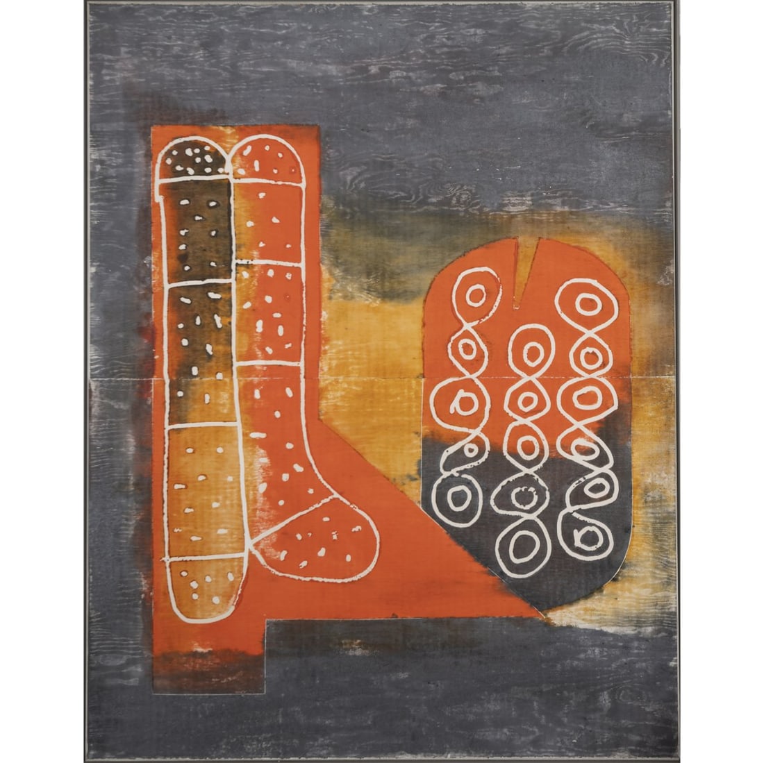 John Walker (1939 Birmingham - lives and works in Boston MA), Untitled, 1988: Woodcut monotype on paper, mounted on canvas. 215.5 x 168.3 cm (canvas), 218.5 x 171.3 cm (frame). Signed lower right: John Walker and dated: 1988 (pencil), inscribed on the verso of the stretcher: GT