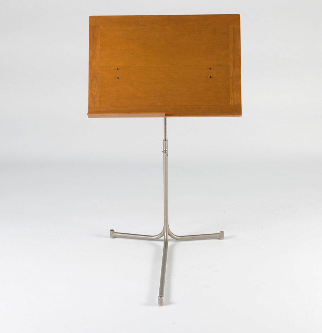 Reading table, 1940s: Bruno Mathsson. Reading desk, 1940s. H. 87 x 56 x 53 cm. Made by Karl Mathsson, Vaernamo. Birch wood, nickel-plated tubular steel. Marked: BRUNO MATHSSON DESIGN MADE IN SWEDEN.