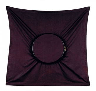 Untitled, wall sculpture, 1973: Reiner Ruthenbeck. Untitled (object), 1973. 69.0 x 68.5 cm. Purple cotton, black plywood inside and outside. Inside paperlabel, inscribed: Ruthenbeck, numbered. Mo. 37 of 90. Year's gift for the Museu