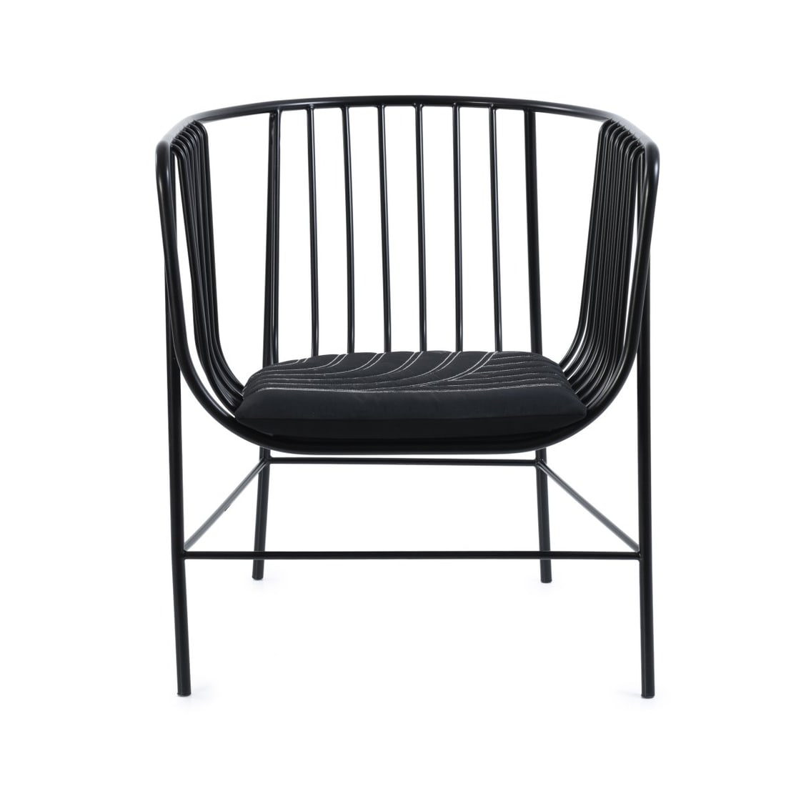 Oki Sato; nendo Design-Studio, Armchair 'Sekitei', 2011: H. 70.5 x 57.5 x 56 cm. Made by Cappellini, Milan. Tubular steel, painted black, black textile cushion. Marked: manufacturer's label.